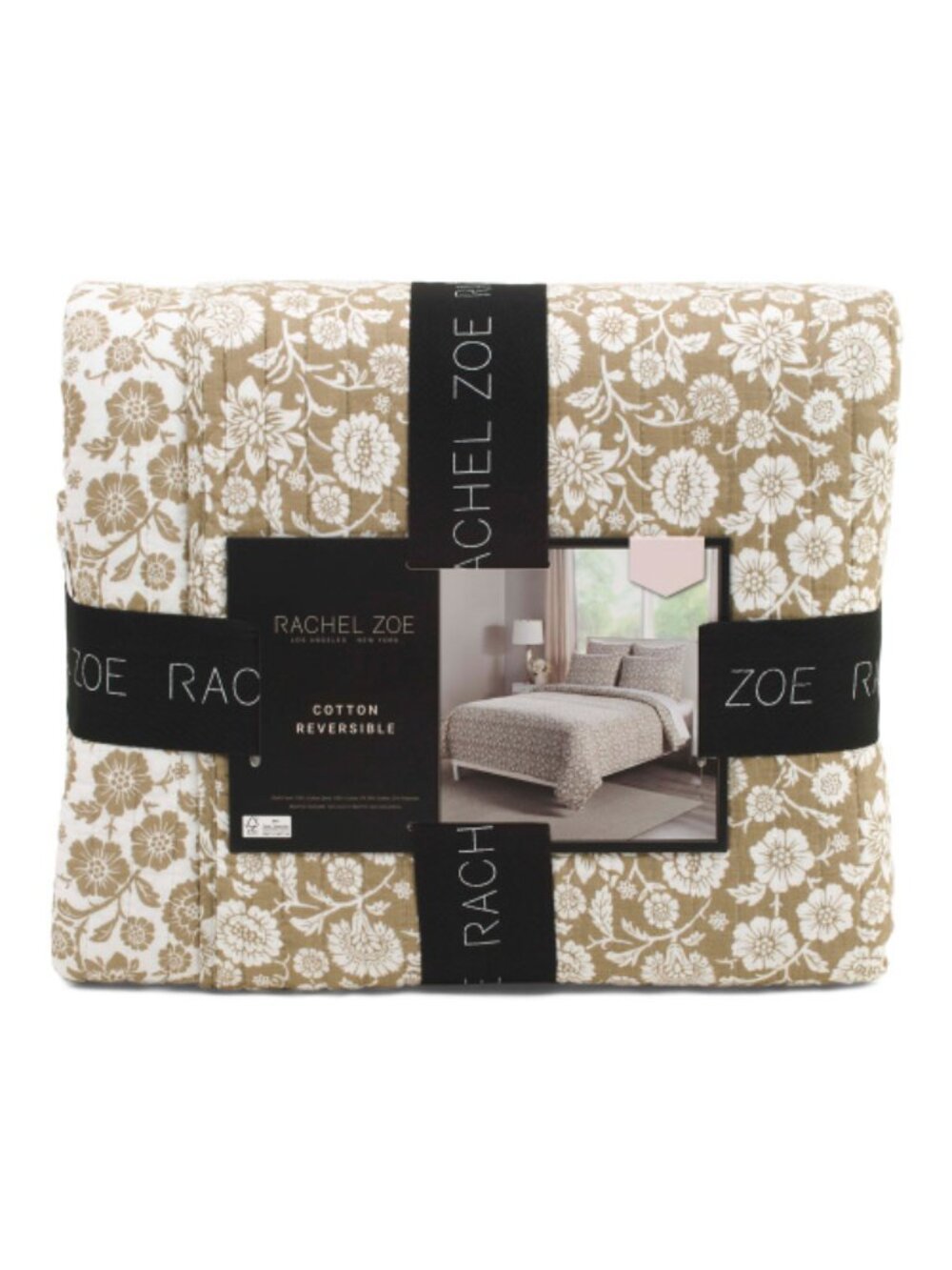 RACHEL ZOE Cotton Reversible Floral Quilt